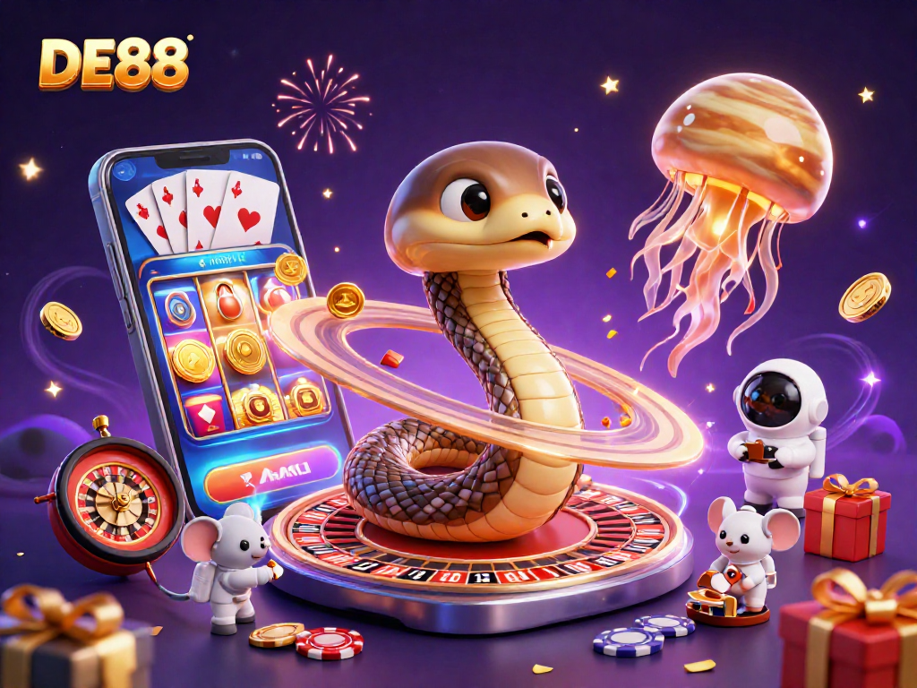 Bet on exciting cosmic games with DE88 as the Saturn ring snake attracts gambler mice.