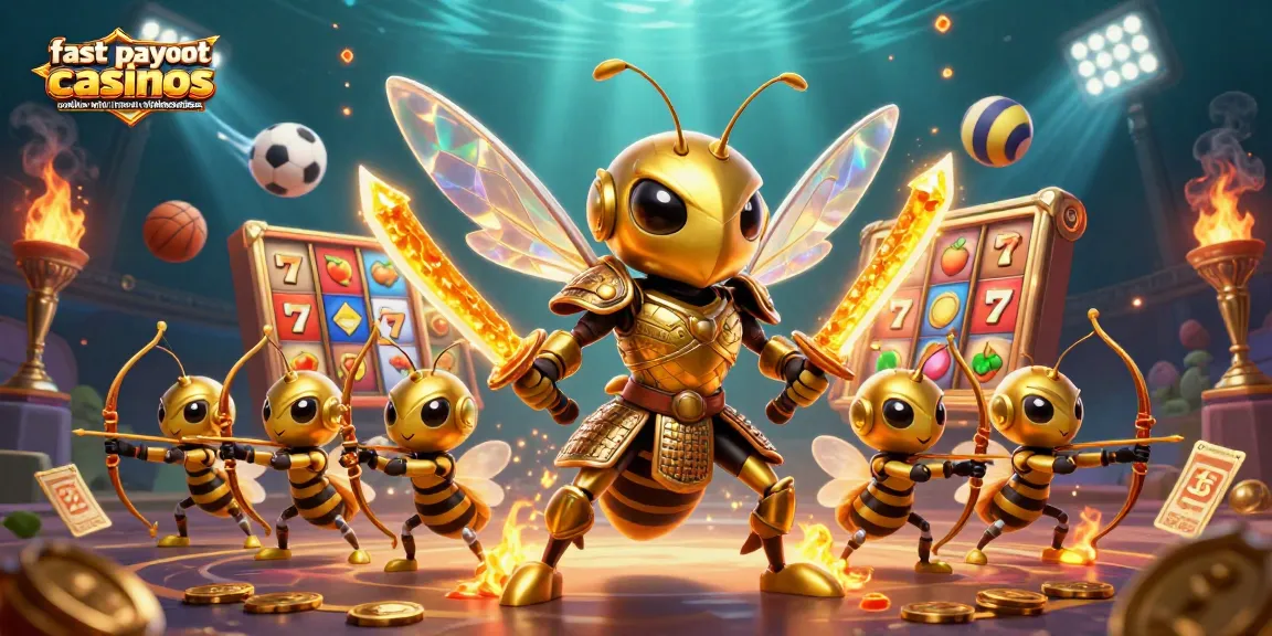 Experience fast payout casinos online with instant withdrawals featuring a dynamic 3D scene of gaming elements.